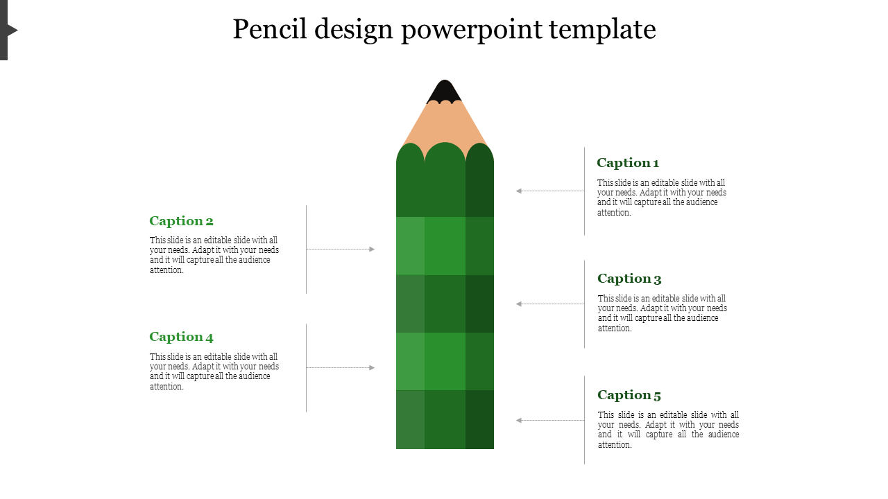 pencil design powerpoint template-Green